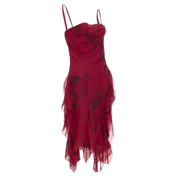 Dior Dresses & Skirts - CHRISTIAN DIOR 2006 John Galliano Vintage Runway red silk floral dress FR40 M